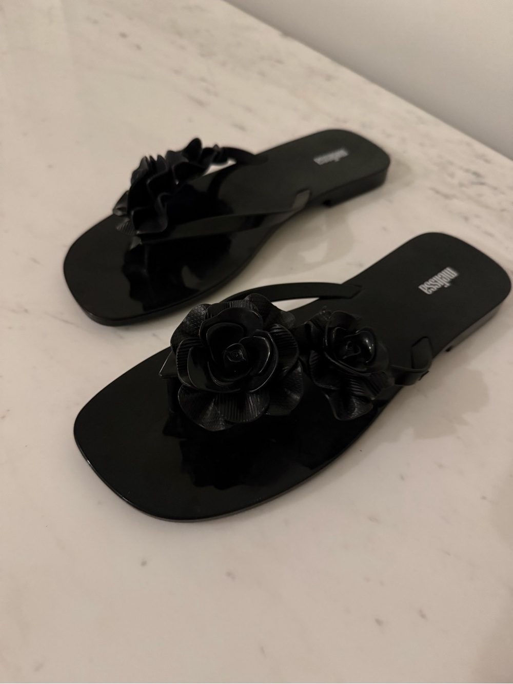 Melissa Black Floral Jelly Slide Sandals